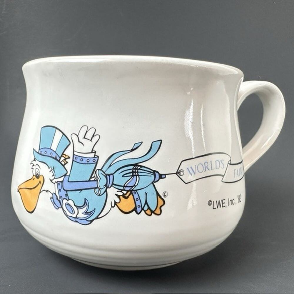 LWE Inc 1983 LA Worlds Fair Soup Cup/Mug/Bowl Pelican Cartoon Memorabilia